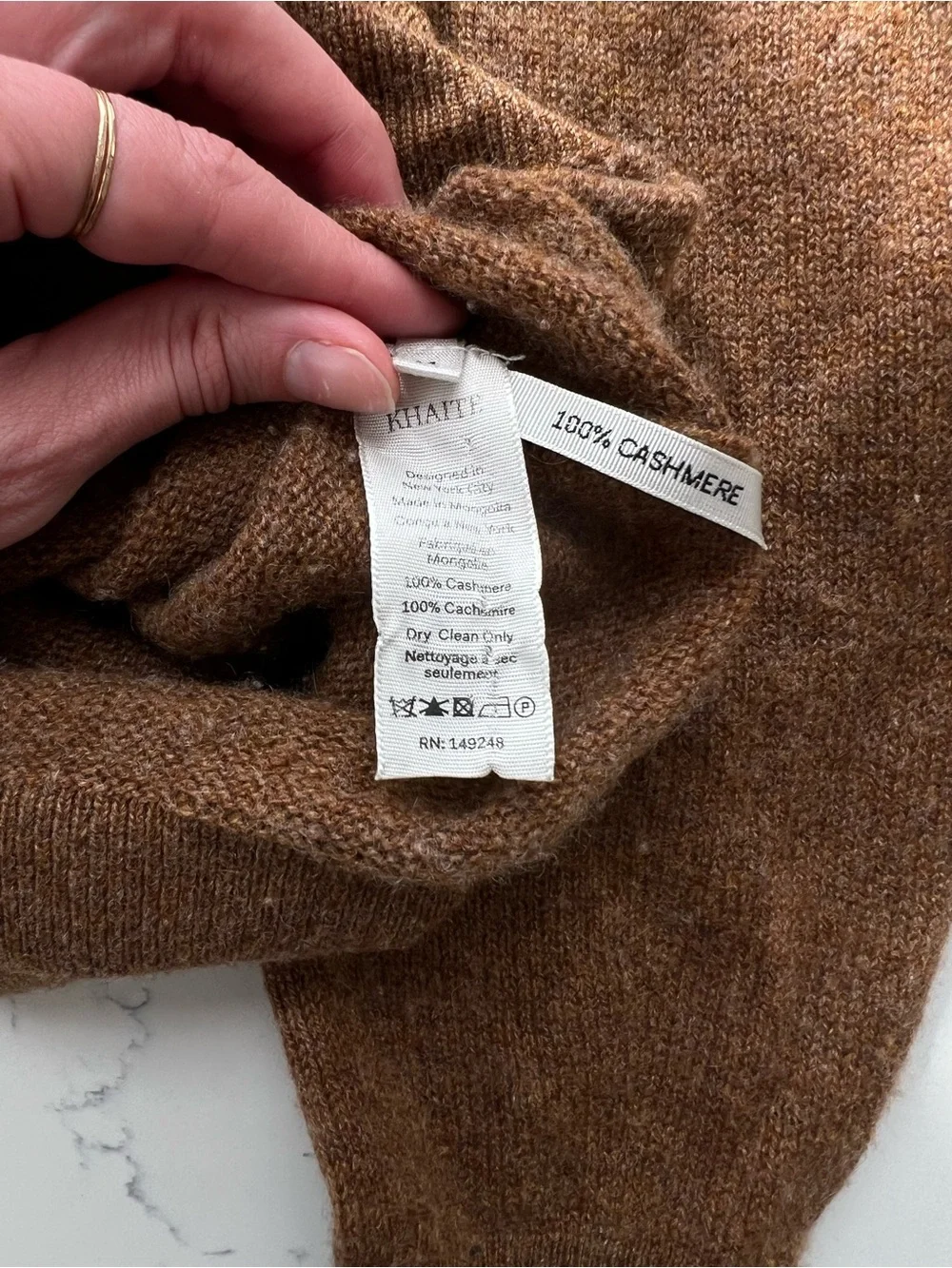 KHAITE Brown 100% cashmere Button-Front V-Neck Cardigan - Picture 4 of 5